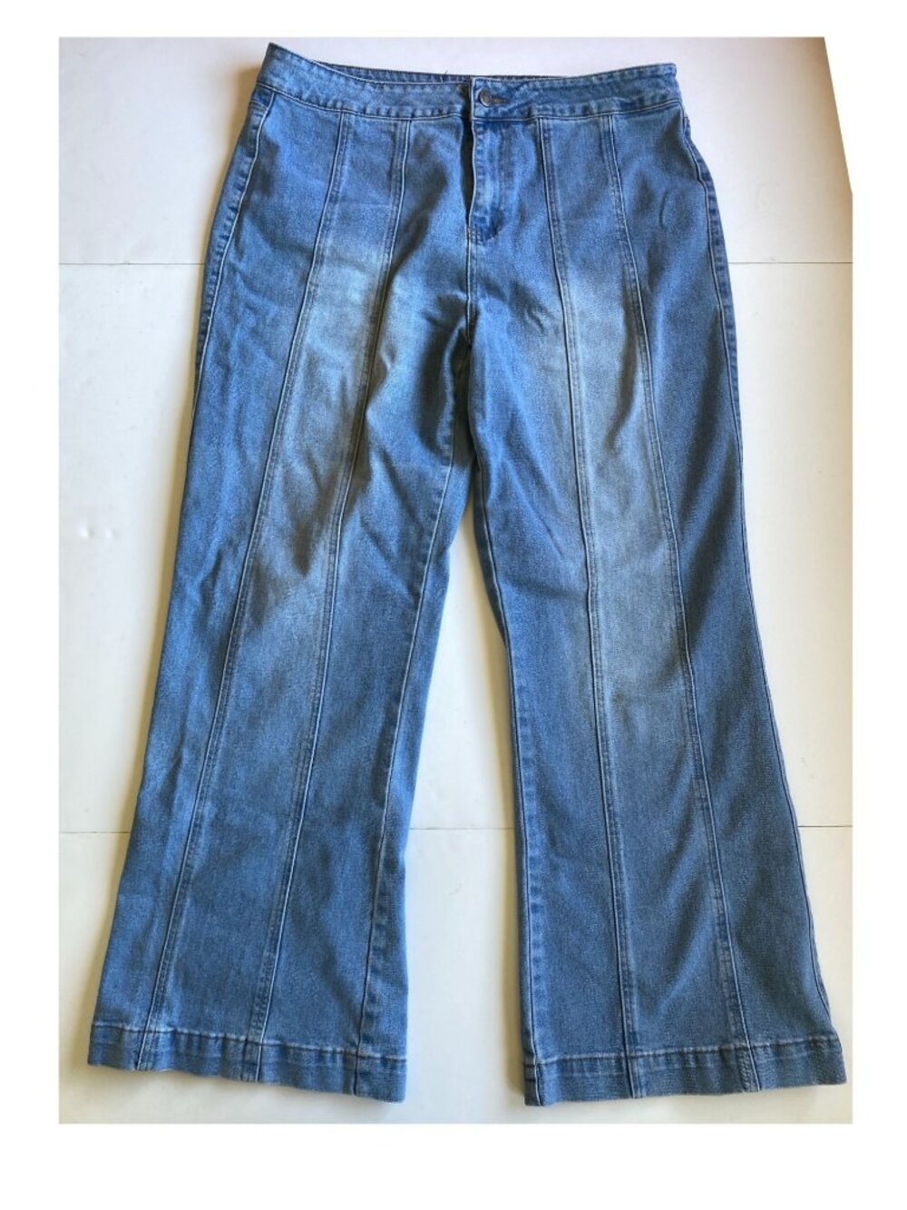 Women's One 5 One Center Seam Wide Leg Jeans Light-Mid Wash Faded 18W Stretch